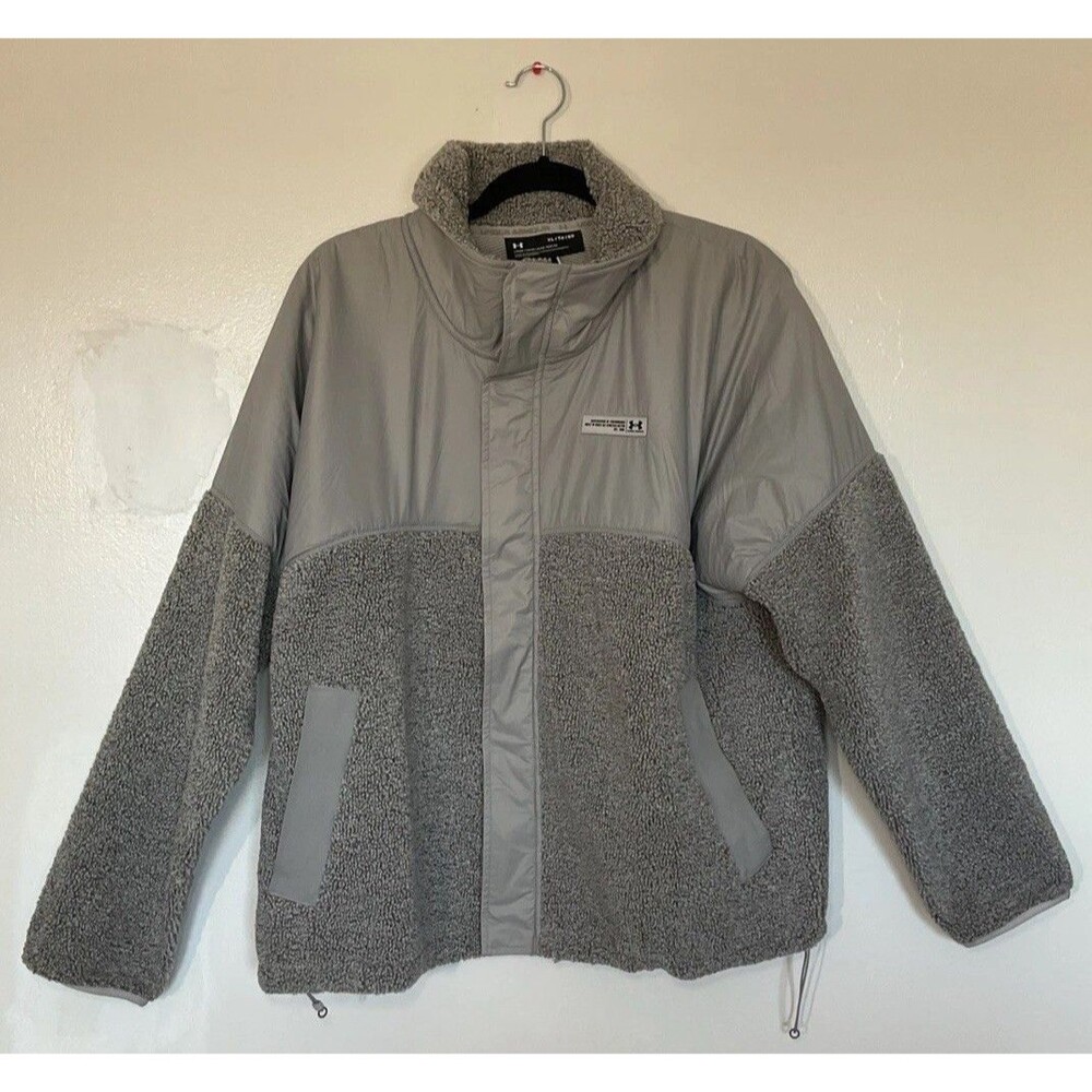 Under Armour Mission Boucle Swacket Women's Full Zip Jacket Loose Gray Size XL